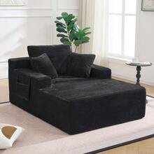 A Comfortable Corduroy Sofa – No Self-Assembly Required, With A Soft Back. - 黑色 - 查看 2