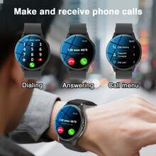 Pantalla HD de 1.28 pulgadas, conectividad de llamadas inalámbrica, fondo de pantalla personalizable, compatible con sistemas Android e iOS, incluye funciones deportivas, notificaciones de mensajes y control de música, correas dobles intercambiables, adecuado para hombres y mujeres - Multicolor - Ver 3