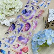 2m/Roll Laser Colorful Ink Design PET Stickers Decorative Golden Foil Transparent Tape For Scrapbooking Journal Aesthetic StationeryLoop:100cm - 2M - View 5