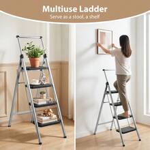 Huini 4 Step Ladder With Handrail, Folding Step Ladder, Non-Slip Household Ladder, Steel Folding Step Stool, Multifunctional Step Stool, Maximum Load 150 Kg - Tangga 4 Langkah - View 6