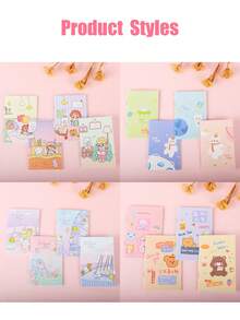 5/10PCS Cartoon Illustration Mini Pocket Notebooks, Lightweight Portable Memo Notebooks, Can Record Notes, Record Inspiration, Can Draft, Essential Back To School Stationery - Multicolor - View 7