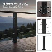 Cable Railing Column 36x1x2 Inch For Deck Stair Balcony, Pre-Drilled Pickets Mounting Bracket Railing Kit Black Finish Heavy Duty Metal Support 1-Pack-XY73576 - Multicolor - View 6