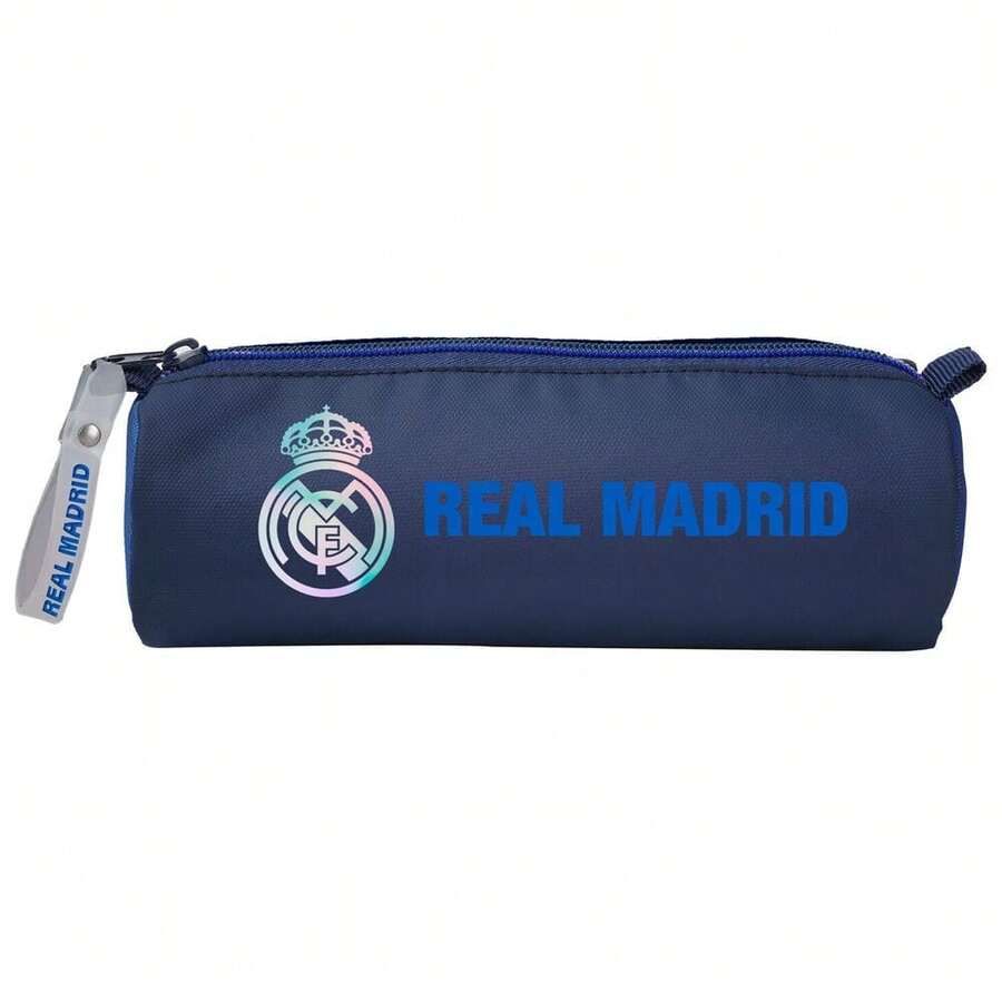 Real Madrid Rectangular Pencil Case, Youth School Pencil Case With Zipper, Single Compartment, Textile Pull, Navy Blue, Back To School, Officially Licensed - Option 4 - View 1