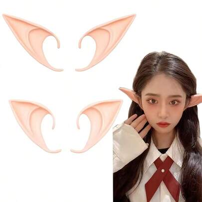 2 pares de orejas de hada y elfo para cosplay, orejas puntiagudas suaves, accesorios de disfraz de anime para fiestas, adecuados para fiestas de Halloween y Navidad