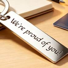 1pc Emotional Gift, Stainless Steel Keychain, For Friends And Family - A - View 1