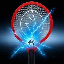 Raquete Elétrica Recarregável Para Matar Insetos Moscas Mosquitos Bivolt 110v 220v Botão De Segurança - Verde - Visão 5