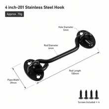 1 Set 4-Inch Black/Silver Barn Style Simple Door Lock Hardware, Sliding Eye Hook Lock With Screws, Rust-Resistant Metal Lock For Privacy Protection, Suitable For Indoor Doors, Windows, Wooden Fences And Garage Doors - A - View 7