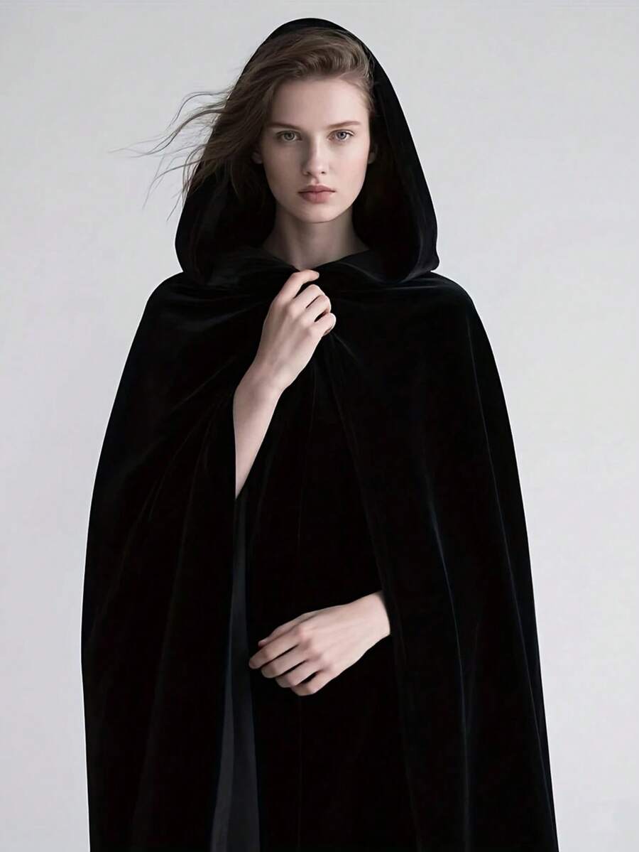 1pc Velvet Cape Cloak, Suitable For Costume Party, Grim Reaper, Angel, Witch, Ghost, Demon Cosplay Props - Multicolor - View 1
