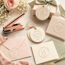 Custom Monogram Wedding Embosser Stamp - Personalized Wedding Envelope Seal - Initials Embosser For Invitations-Rose Gold - Rose Gold - View 4