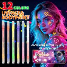 FLYSEA Ultra Bright 8/10/12/16 Colors Fluorescent Glow Black Light Tattoo Pen (Only LUMINOUS Label Is Fluorescent, Glows Under UV Light), Washable Tattoo Pen, Washable Metal Tattoo Marker, Body & Face Painting, Multi-Purpose - Perfect For Birthday Parties, Halloween Costumes, Body Art Tattoos, Clown Makeup, Cosplay - Sets - View 21