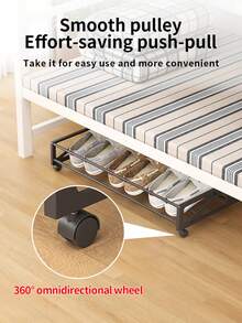 Under Bed Sliding Shoe Rack With Wheels, Space-Saving Shoe Storage Organizer For Dorm, Home And Sofa, Slanted Design To Prevent Shoes From Getting Stuck - View 3