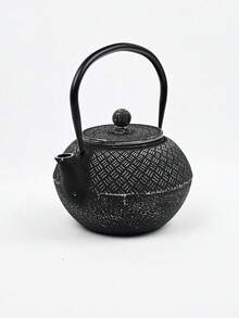 A Japanese-Style Cast Iron Teapot, Suitable For Brewing Tea Over A Fireplace, Perfect For Home Use As A Tea Set. It Features An Open Flame And A Handle, And Comes In Various Textured Designs. Sizes Range From 780-1200ml. - Braided Iron Kettle (1200ml) - View 2
