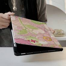 1pc Vintage Fabric Patchwork Button Flower Butterfly Print Tablet Protective Case, With Pen Slot, Multi-Angle Magnetic Stand Cover, Supports Auto Sleep/Wake, Compatible With IPad PRO/AIR, Pad 5/6/7, Pad, MatePad, Pad, Honor Pad, Pad - Multicolor - View 5