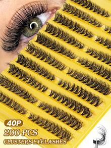 MAANGE 200 Clusters D Curl Multi-Layer DIY Eyelash Bundles, 40D Natural Cat Eye Long Eyelash Bundles, Single Curl Eyelashes, Thin Long Eyelashes, Cartoon Appearance Eyelashes, Suitable For Beginners To Use At Home, Extra Thick False Eyelashes, Grafted Clump Eyelashes, Essential Eyelashes For Dating And Travel, Gift For Women - D - View 4