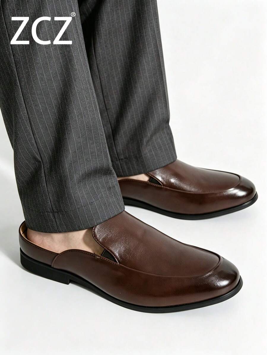 ZCZ Men's Brown Closed-Toe Mule Loafers Slip-On Casual Sandals - Brown - View 1