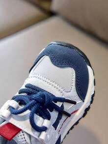 1 Pair Colorblock Toddler Shoes, Unisex Kids Hook & Loop Non-Slip Casual Sports Sneakers - Blue - View 6