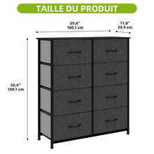 Yitahome Commode, 8 Tiroirs en Tissu Commode Chambre Meuble de Rangement, Cadre en Métal,pour Chambre à Coucher, Salon,Gris Profond - Noir Gris - Voir 3