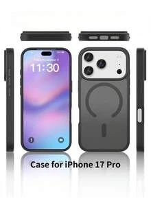 Black Matte Semi-Transparent 2-In-1 Anti-Stain Anti-Fingerprint Shockproof Phone Case, Smooth Touch Body Without Fingerprints, TPU Frame Effectively Prevents Drops And Shock, Matte Semi-Transparent PC Back Plate, Suitable For Apple 18 Pro / 18Pro Max / 17 16 15 14 13 12 11 Pro ProMax Plus Series, Screen Protection Camera Protection Case, Phone Case Protective Cover - Black - View 7
