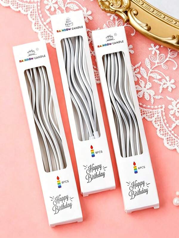 6/18/36 Pcs Curved Birthday Candles, 6pcs/Box, Curved Birthday Candles, Cake Decorations, Party Supplies