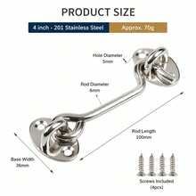 1 Set 4-Inch Black/Silver Barn Style Simple Door Lock Hardware, Sliding Eye Hook Lock With Screws, Rust-Resistant Metal Lock For Privacy Protection, Suitable For Indoor Doors, Windows, Wooden Fences And Garage Doors - A - View 8