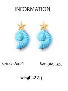 1 Pair Summer Ocean Natural Vacation Style Conch Shell Starfish Shell Earrings For Women, Lightweight Luxury Personalized Casual Versatile - Ocean-themed Earrings - View 15
