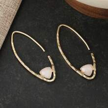 DIYCCPC Pendientes de aro abierto minimalistas para mujeres, diseño de alambre de metal geométrico, adecuados para uso diario y citas - Dorado - Ver 5