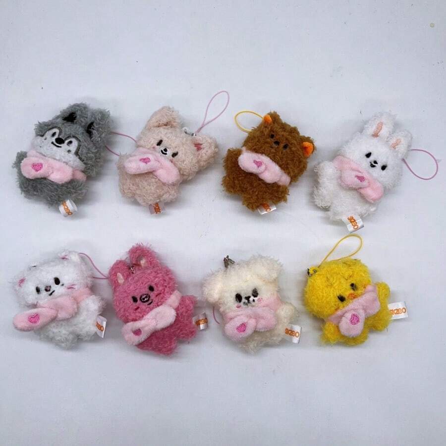 New Mini Pink Scarf SKZOO Plush Pendant, With Small Hanging Rope, 8 Styles Available, Can Be Hung On Phone Or Bag, Also Suitable As A Gift For Friends - Multicolor - View 1