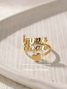 Customized Name Ring, Women's Ring, Women's Jewelry, Personalized Name Ring, Stainless Steel Jewelry, Women's Open Ring, Personalized Fashion Minimalist Stainless Steel Multi-Layer Name Open Ring, Holiday Celebration Daily Matching Family Ring, Friendship Ring, Gift For Her - Multicolor - View 4