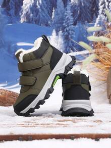 Kids' Boots/Kids' Fashion Non-Slip Outdoor Running Hiking Thermal Lined Warm Snow Boots - Army Green - View 5