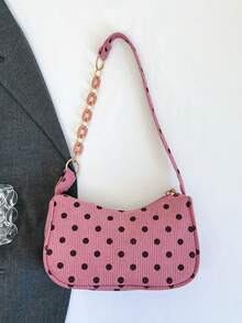Solid Color Cloud Pleated Minimalist Fashionable Shoulder Bag - Hot Pink - View 7