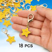 18 piezas Llavero de estrella de cinco puntas - Regalo de la suerte, siempre a tu lado, lindo accesorio para bolso de mujer, accesorio de moda, elegante llavero de encanto, llavero decorativo de alta calidad, adecuado para accesorio de bolso de mujer/decoración personalizada de llave de coche/combinación de moda para fiestas, regalo de cumpleaños para amigos/familia/compañeros de clase/mamá/novia, regalo ideal, intercambio de regalos de vacaciones - Multicolor - Ver 3