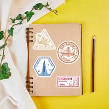 50pcs Travel Souvenir Stickers, Fun Travel Gift Stickers, Aesthetic Travel Decor Stickers, Vinyl Waterproof Stickers For Water Bottles, Computers, Laptops, Phones, Luggage, Notebooks, Refrigerators - Rectangle - View 6