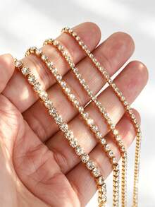 Dây xích đính đá rhinestone màu vàng 1m, viền pha lê đính dày, vật liệu làm trang sức DIY, phù hợp cho vòng tay, dây chuyền, trang trí quần áo và đồ thủ công handmade - dây chuyền đính đá - Xem 5