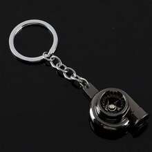 1pc Creative Car Keychain Modified Turbocharger Metal Keychain Blower Fan Key Ring Chain Pendant - A - View 10
