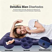 Luxury Inflatable Camping Air Mattress, PVC Sleeping Pad, Double Air Bed With Built-In Pump And Thick Mattress. Includes Two Inflatable Pillows. - Navy Blue - View 5