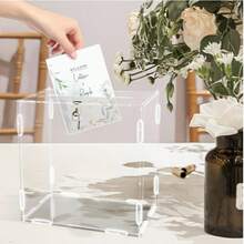 Caixa de Cartão de Casamento de Acrílico (Com Fechadura) Caixa de Envelope Transparente Grande, Caixa de Cartão de Presente de Casamento de Acrílico, Caixa de Dinheiro, Caixa de Sugestões, Caixa de Doações, Para Casamento, Chá de Bebê, Festa de Aniversário, Votação, Doação, Decoração de Cerimônia de Formatura - Transparente - Visão 1