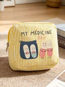 Striped Portable Travel Medicine Bag, Travel Pill Storage Pouch, Camping Medicine Bag, Multi-Functional Fabric Small Medicine Bag, Minimalist Cosmetic Bag, Outdoor Home Medicine Bag, Toiletry Bag, Suitable For Medicine, Cosmetics, Lipstick And Daily Essentials, Unique Birthday Gift, Holiday Gift, Party Gift, Vacation Gift, Back To School Gift, Teacher Gift,Bedroom Room Decor,Back To School - Multicolor - View 5
