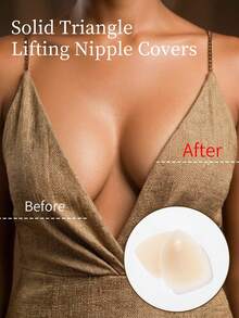 vfvQueen 1 Pair Ultra-Thin Solid Silicone Breast Lift Tape, Invisible Seamless Water Drop Lifting Breast Pads - Apricot - View 1