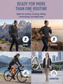 Qualicos Women's Full Zip Breathable Lightweight Cycling Jacket, Outdoor Sports Reflective Long Sleeve Sports Shirt With Reflective Strips And Back Pocket - Black - View 9