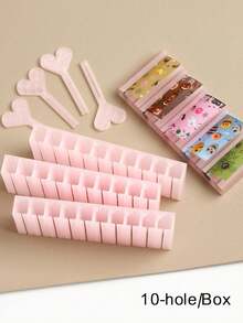 FULL BEAUTY 10-Grid Pink Heart Nail Foil Storage Box, Multi-Compartment Nail Foil Sticker Organizer Rack With Heart-Shaped Pull Ring, Portable Lightweight Nail Salon Supplies Storage Rack For Nail Art Decoration Transfer Foil - Pink - View 2
