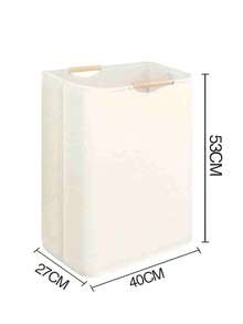 1pc Linen Fabric Laundry Basket, Foldable, Convenient Fabric Laundry Basket, Home Bedroom/Bathroom Laundry Basket, Foldable Doll/Storage Basket, Large Capacity - Beige - View 6