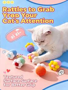 1pc Cat Toy Ball, Self-Entertainment Boredom Relief Cat Teaser Stick, Cotton Rope Teeth Cleaning Toy, Suitable For Kitten Physical Exercise Cat Supplies - Multicolor - View 5
