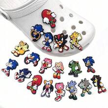 Game Cartoon Hedgehog Hole Shoes Flower Action Figures PVC Decorative Buckle Accessories Gifts - Multicolor - View 5