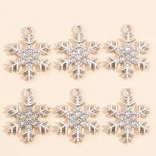 10Pcs Snowflake Series Pearl & Rhinestone Alloy Snowflake Pendants, Suitable For DIY Jewelry Making, Necklace Bracelet Earring Accessories, Christmas Holiday Decoration Gifts - Multicolor - View 31
