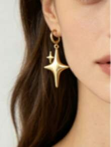 1 Pair Fashion Minimalist Four-Pointed Star Earrings Suitable For Daily Wear - Gold - View 2