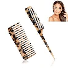 2 pièces Ensemble de peignes en acétate, peigne à dents larges pour démêler et peigne à séparer, outil de coiffage, peigne de poche portable, accessoire de mode, accessoire pour cheveux de femme, outil pour cheveux, voyage, décontracté - Multicolore - Voir 12