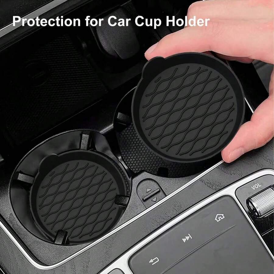 2pcs/4pcs Car Silicone Cup Holder Coasters, Non-Slip Storage Pads, Raised Anti-Spill Cup Holder Universal Round Non-Slip Pads, Car Cup Holder - A - View 1