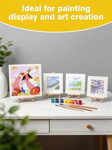 1pc Natural Wood Display Easel, Wooden Frame Drawing Board, Small Oil Painting Board, Desktop Oil Painting Easel, Student Professional Drawing Board Art Display Stand, Creative Desktop Support - Wood Color - View 9