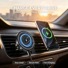 Magnet Kuat, Pengisi Daya Nirkabel Ventilasi Udara Mobil 15W Pengisian Cepat, Dudukan Ponsel Anti Guncangan untuk iPhone Galaxy, Aksesori Interior Mobil - beraneka warna - View 2