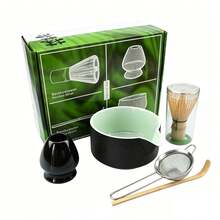 5PCS Middle Eastern Style Matcha Starter Kit Comes With Spouted Matcha Bowl, Bamboo Matcha Whisk, Whisk Holder, Matcha Scoop And Powder Sifter, Complete All-In-One Matcha Tools. Great For Traditional Matcha Tea Ceremony, - Multicolor - View 9